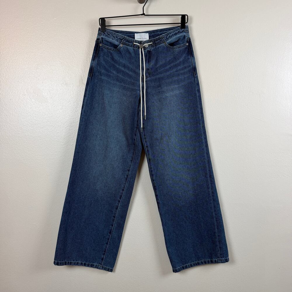 Habitual Jade Drawstring Wide Leg Jeans Womens 2/26 Blue Denim High Rise